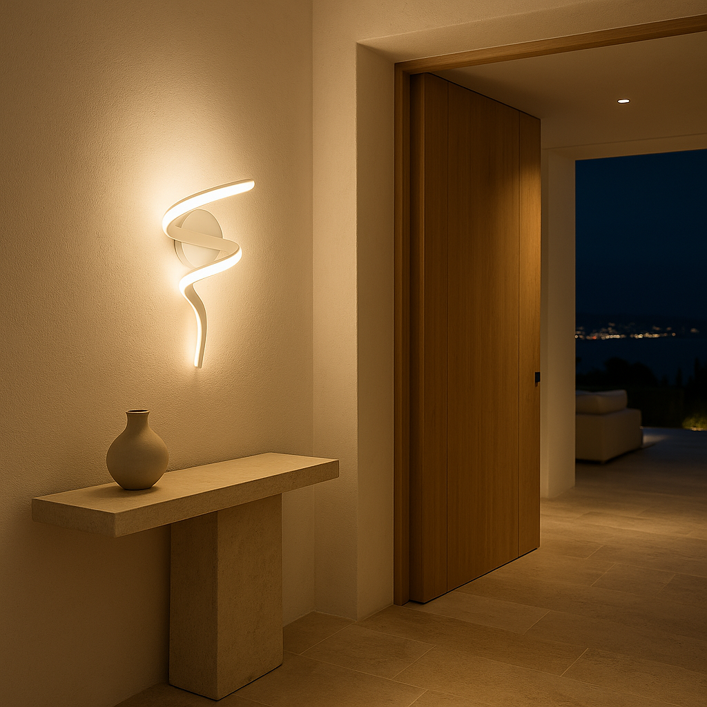 Sculpted LED Spiral Wall Lamp – Modern Ambient Light
